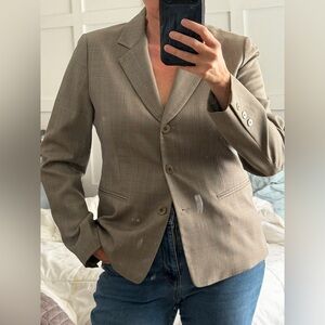 Lafayette 148 New Gray Blazer with faint pink and baby blue stripes